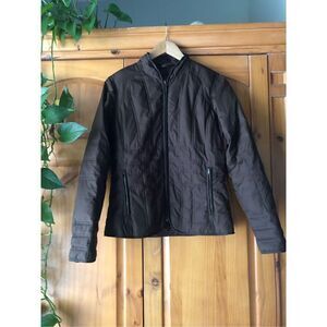 Eddie Bauer Black Quilted Goose Down Snap-Cinched Waist Women’s Jacket Size: S